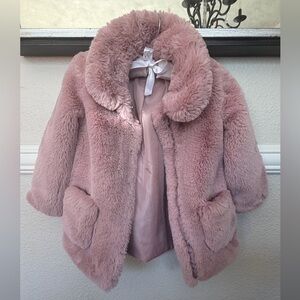 H&M Soft Pink Girls Faux Fur Coat - Blush Pink Coat